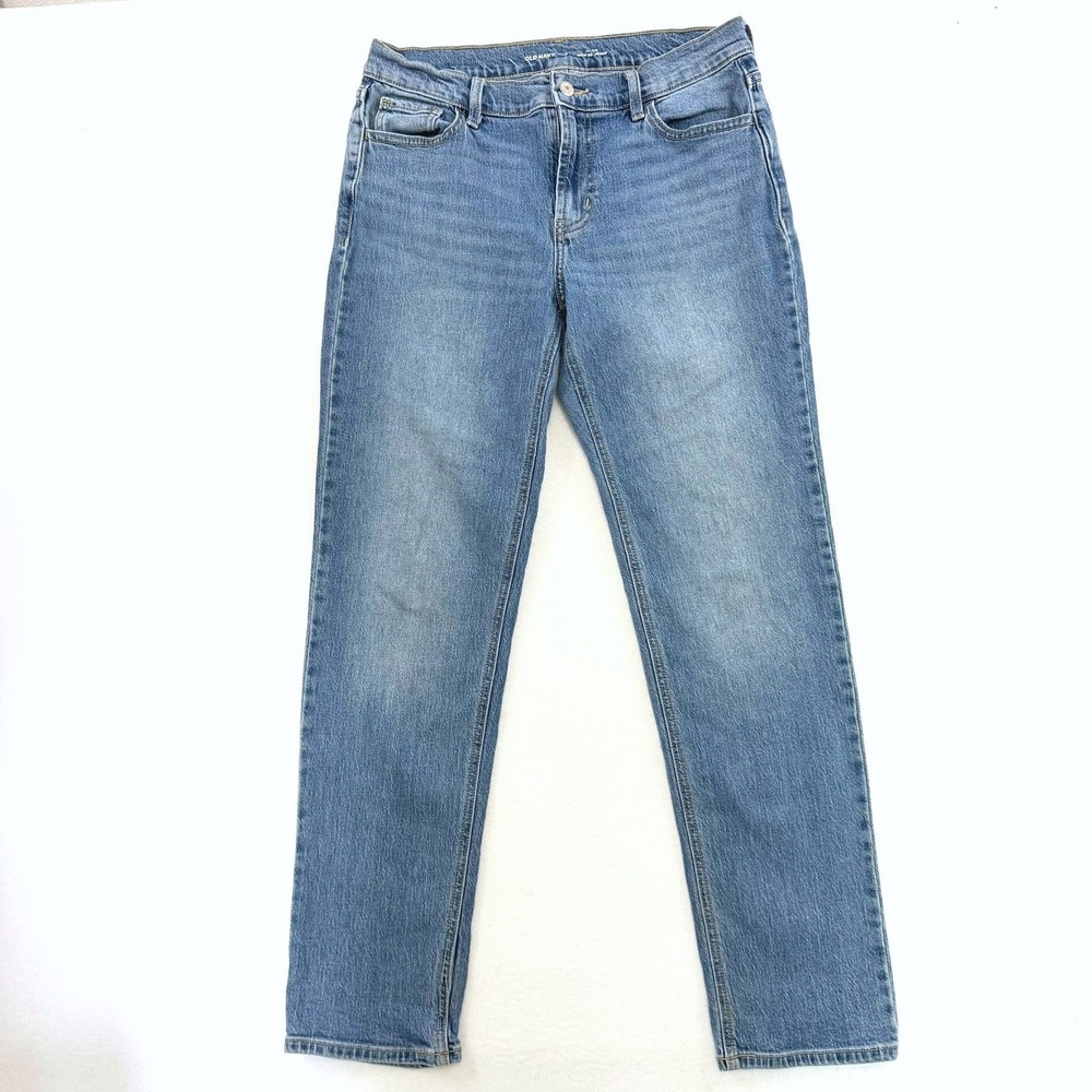Old Navy Wow Boy Friend Mid‎ Rise Straight Leg Jeans Medium Wash Blue Womens 6